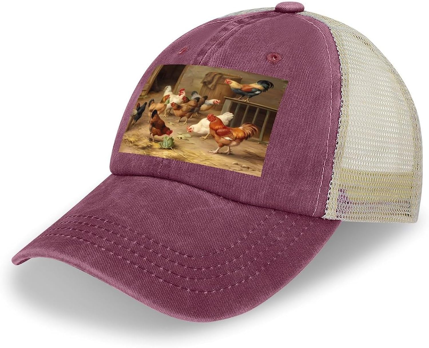 Farm Chickens Hat Personalized Adjustable Cowboy Cap Cotton Cap Trucker Hats Dad Hat for Men Women