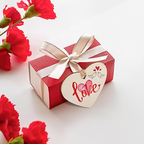 Miniatura 6 de 60 piezas de corazón de madera natural de 3 pulgadas para manualidades, rebanada de madera sin terminar, adornos de corazón de madera preperforados