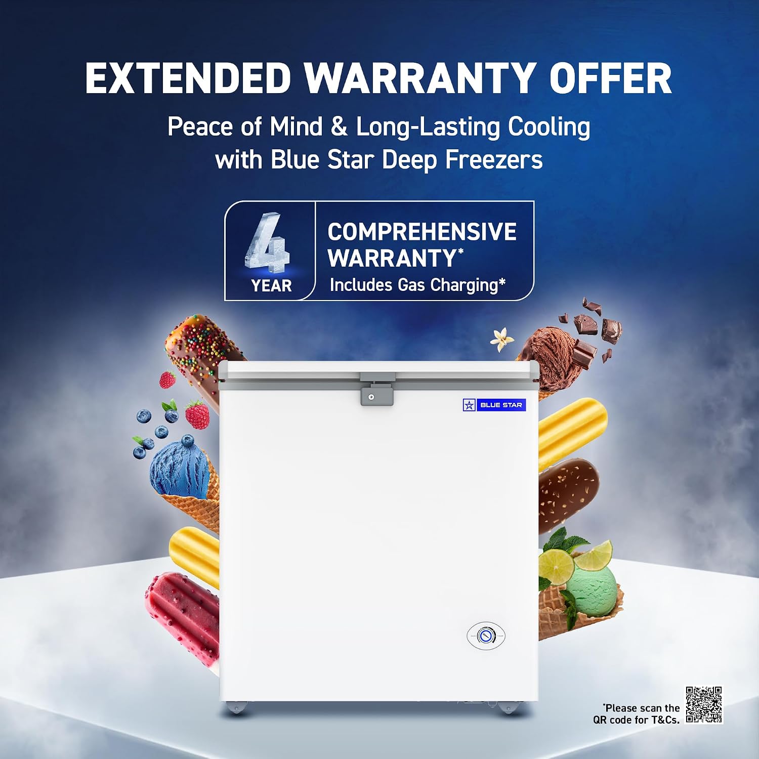 Image showing the deep freezer's robust construction and an anti-bacterial gasket for hygiene.