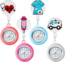SPORWAY 4 Stück Krankenschwester Uhren: Taschenuhren Damen mit Clip, Einziehbar Taschenuhr Schwesternuhr, Krankenschwester Taschenuhr mit Glow Pointer für Arzt Pfleger Student Damen