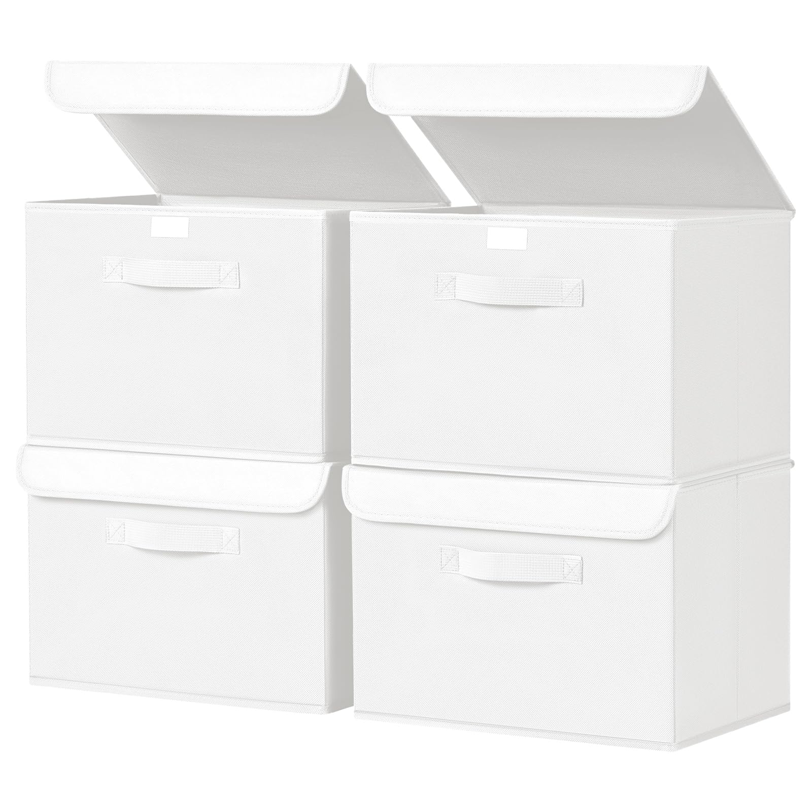 Homsorout 4 Stück Aufbewahrungsboxen mit Deckel, Faltbare aufbewahrungsbox mit Griff, Aufbewahrungskorb Stoff, Ordnungsboxen box mit deckel, Faltbox für Kleidung, Bücher