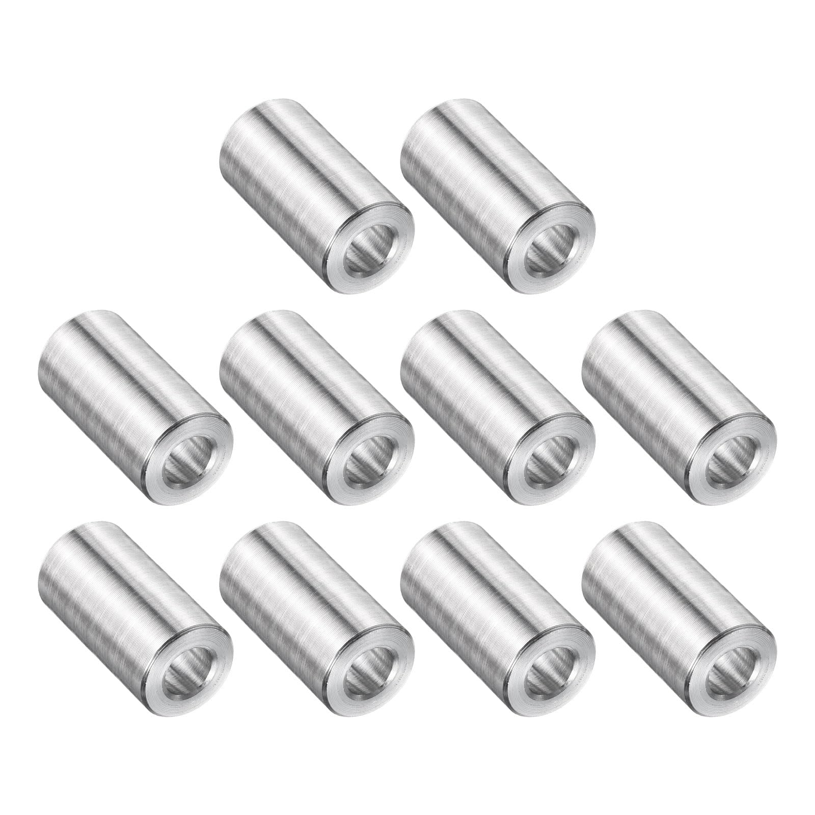 uxcell 10 Pcs Stainless Steel Spacer 1/4" Bore x 1/2" OD x 3/4" Length Screw Bushing Plain Finish Round Metal Spacer for 1/4" Screws Bolts and Rods