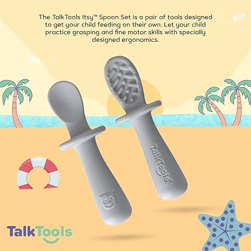 Miniatura 2 de TalkTools Itsy - Cucharas pequeñas de silicona  Paquete individual de cucharas de entrenamiento de silicona suave para niños y niños pequeños,
