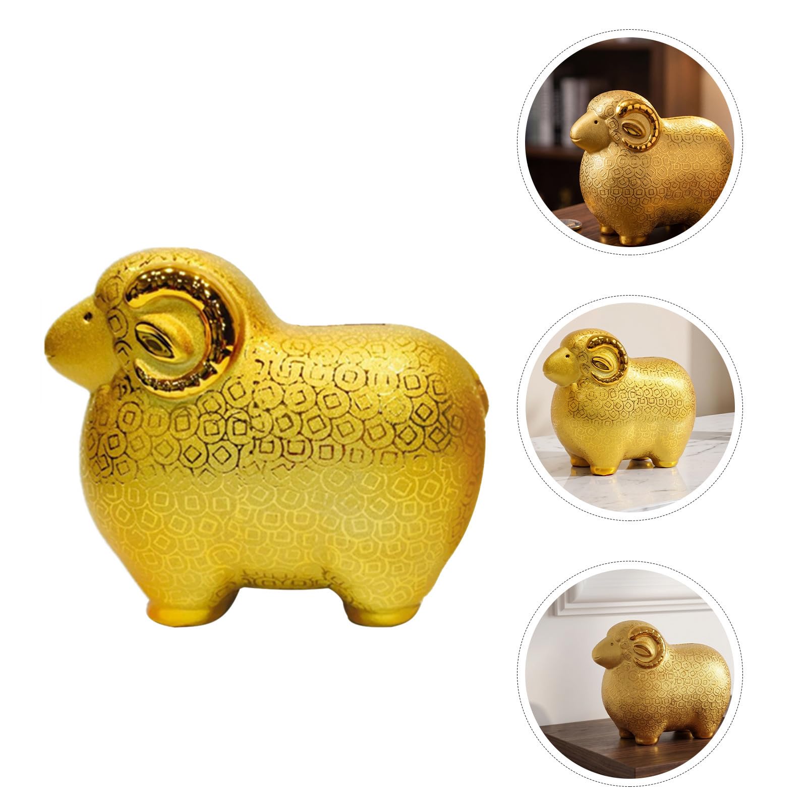TOPBATHY Salvadanaio Ceramico a Forma di Capra dello Zodiaco Dorato da