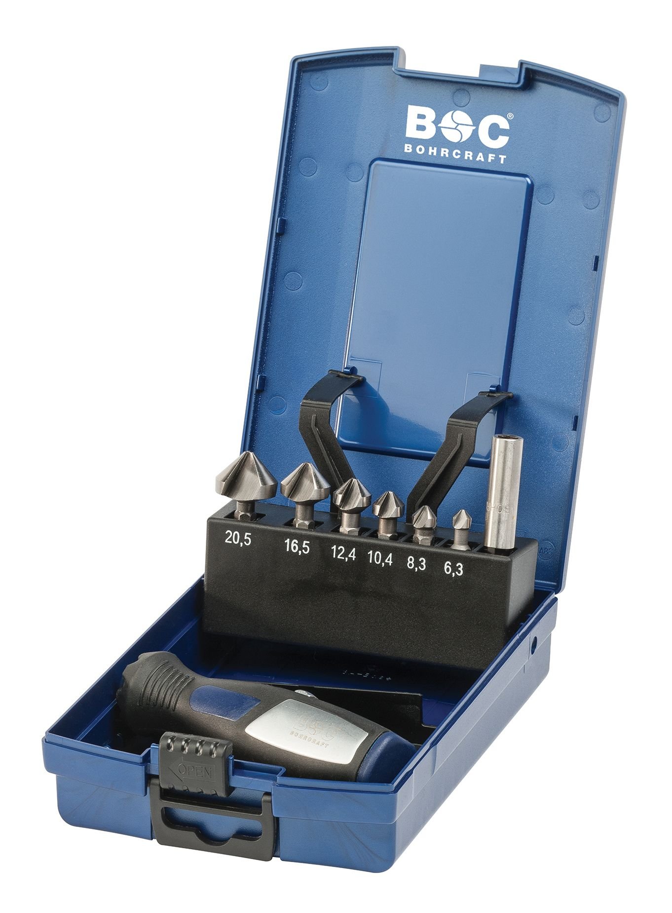 Bohrcraft Jg. avellanadores HSS hex. 1/4", caja ABS KSB6-K // 6,3-20,5 / 8uds.