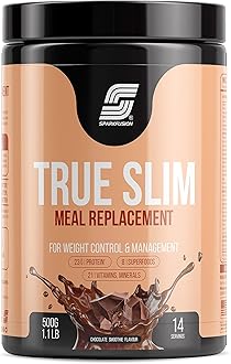 Sparkfusion True Slim Protein Powder Meal Replacement Shake | For Weight Control And Management | 23 gm Protein With 8 Ayurvedic Superfood | Sugar Free | For Men and Women (Chocolate Smoothie, 500 gm)