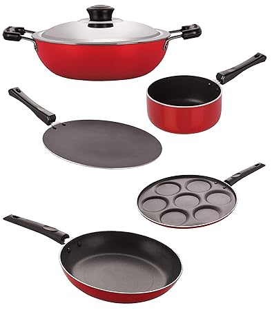 Nirlon nonstick Aluminium Utensils Set of 5 Pieces for Kitchen (2.6mm_CT_DKDB_SPM_UP_TP24)