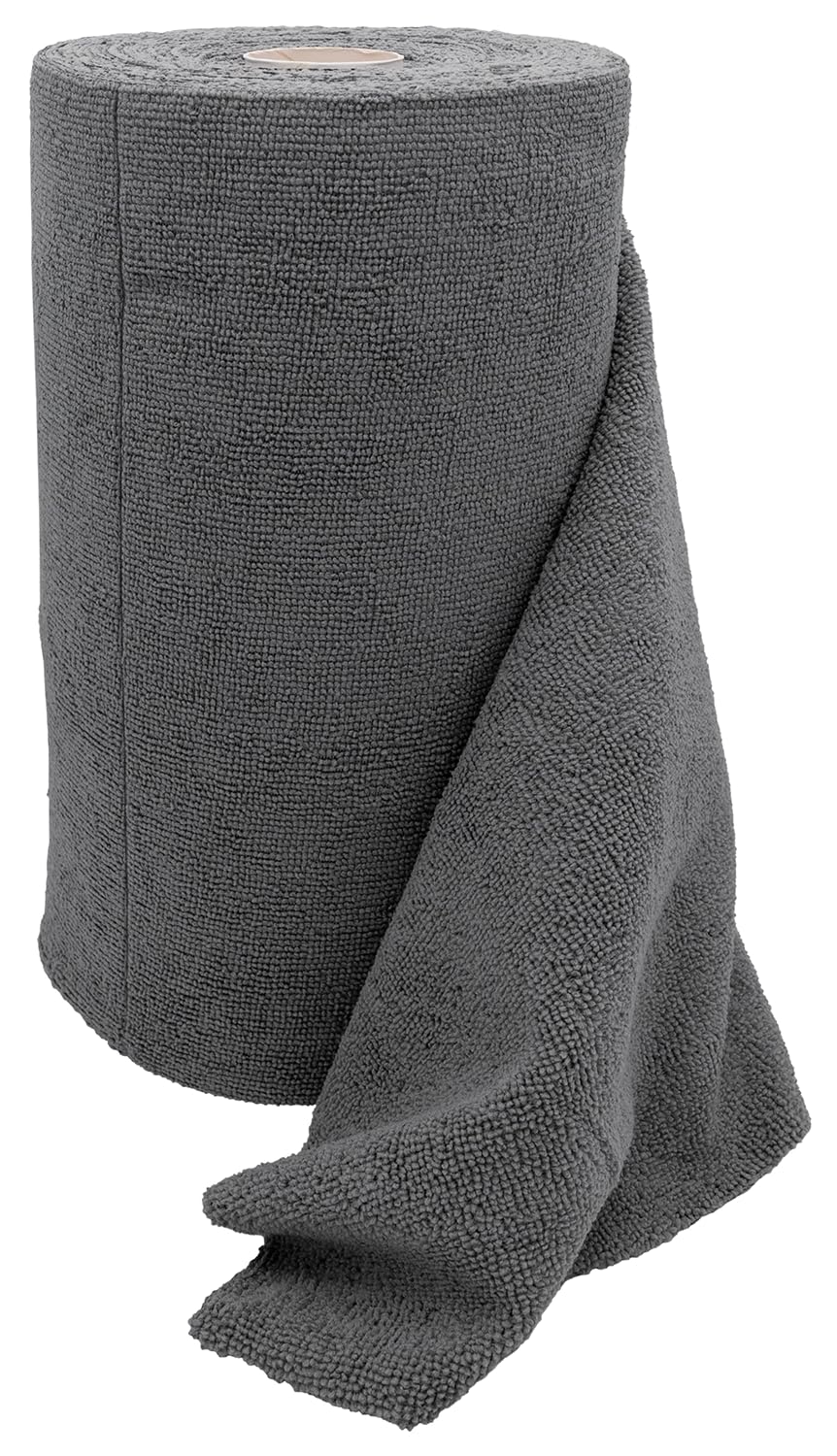 Normfest Mikrofasertuch Rolle 70 Tücher 30x30 cm – Mikrofasertücher perforiert, saugstark, fusselfrei & wiederverwendbar – Reinigungstücher für Auto, Werkstatt & Haushalt grau