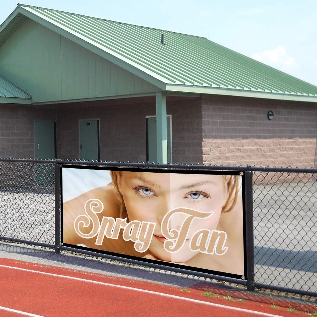 Vinyl Banner Multiple Sizes Spray Tan Business B Business Outdoor Weatherproof Industrial Yard Signs Brown 4 Grommets 16x40Inches