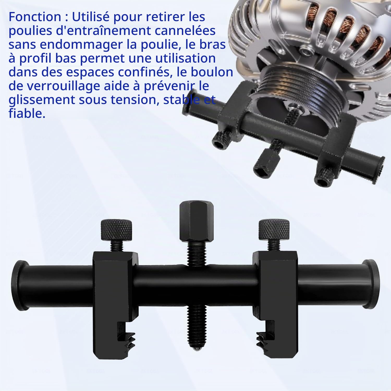 ZKTOOL Extracteur de Poulie de Vilebrequin Nervurée Universel | Kit Réglable 35-160MM pour Poulies V-Nervurées d'Alternateurs, Unités de Climatisation et Pompes à Eau.