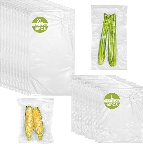 20 bolsas de sellado al vacío, bolsas reutilizables para sellar al vacío para alimentos, bolsas con cremallera al vacío sin BPA, bolsas Sous Vide