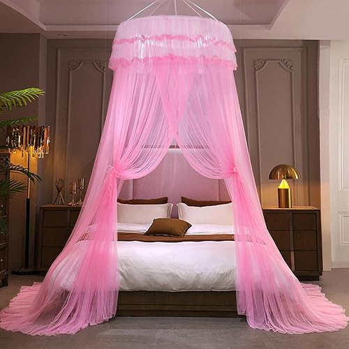 Miniatura 3 de Kertnic Toldo de cama con mosquitera para niñas, toldo de princesa, cortina de cama de malla fina transparente, toldos de cama para niños y adultos,
