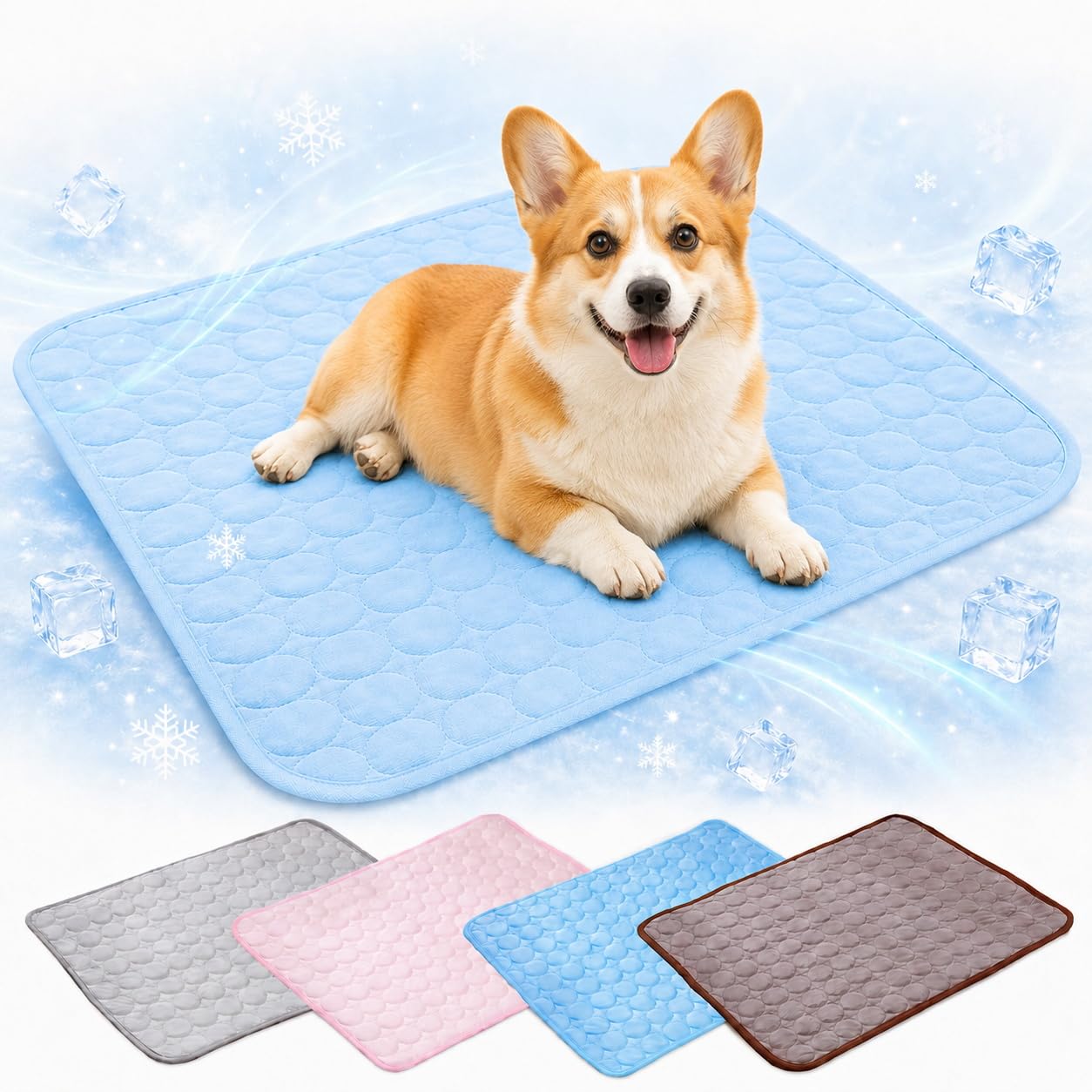 Ice Silk Pet Cooling Mat for Dog & Cat，Blue：150 x 100 x 1 cm (L x W x H)