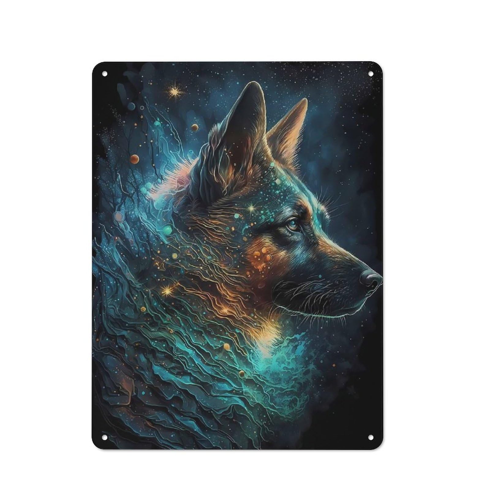 Junmoney German Shepherd Dog Industrial-Style Metal Sign 40X30cm For Home Bar Wall, Housewarming Wall Decor For People Furnishing Home Bar