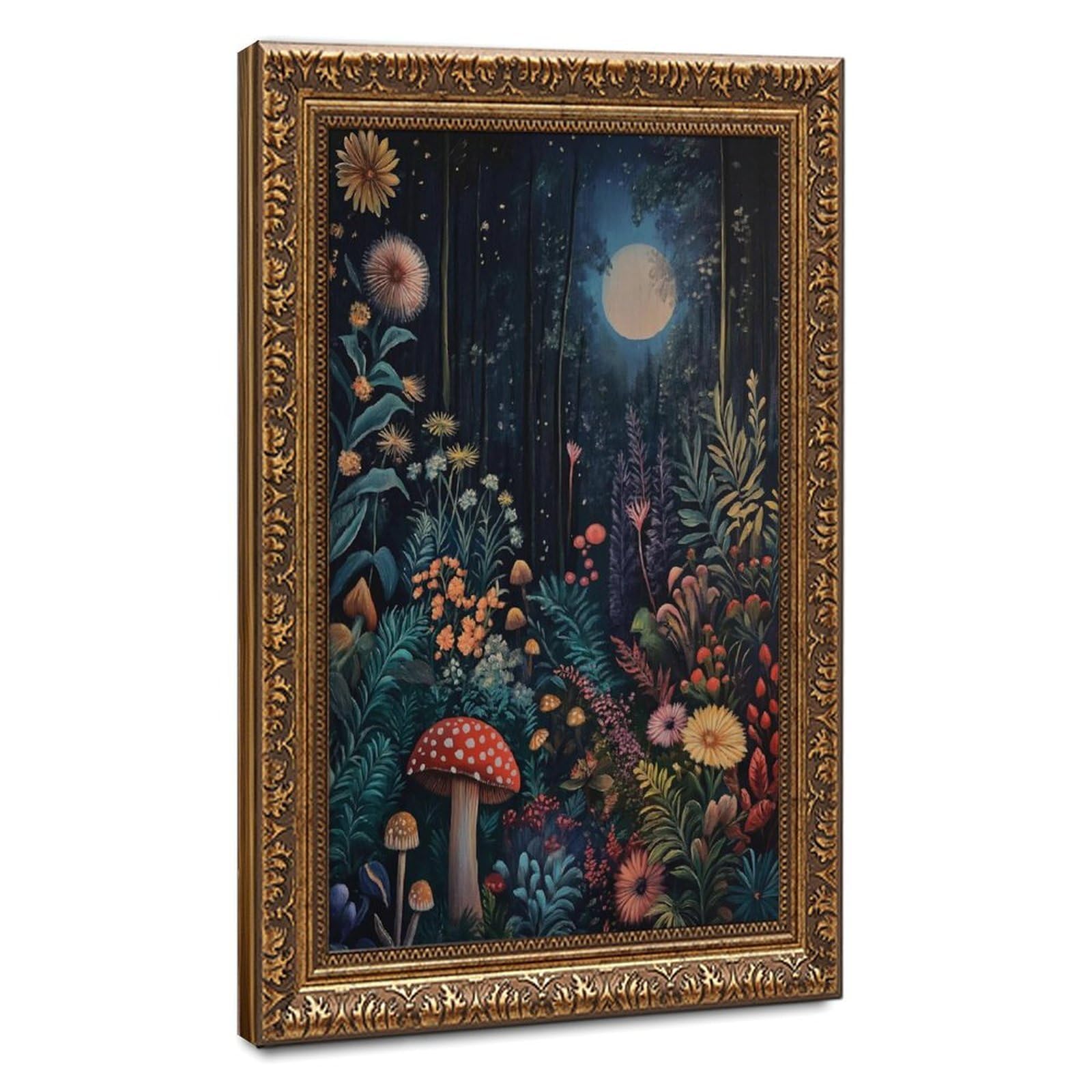 Bareronor Whimsical Mushroom Poster Canvas Poster Bedroom Decor Landscape Office Room Decor Gift 24" L X 36" W