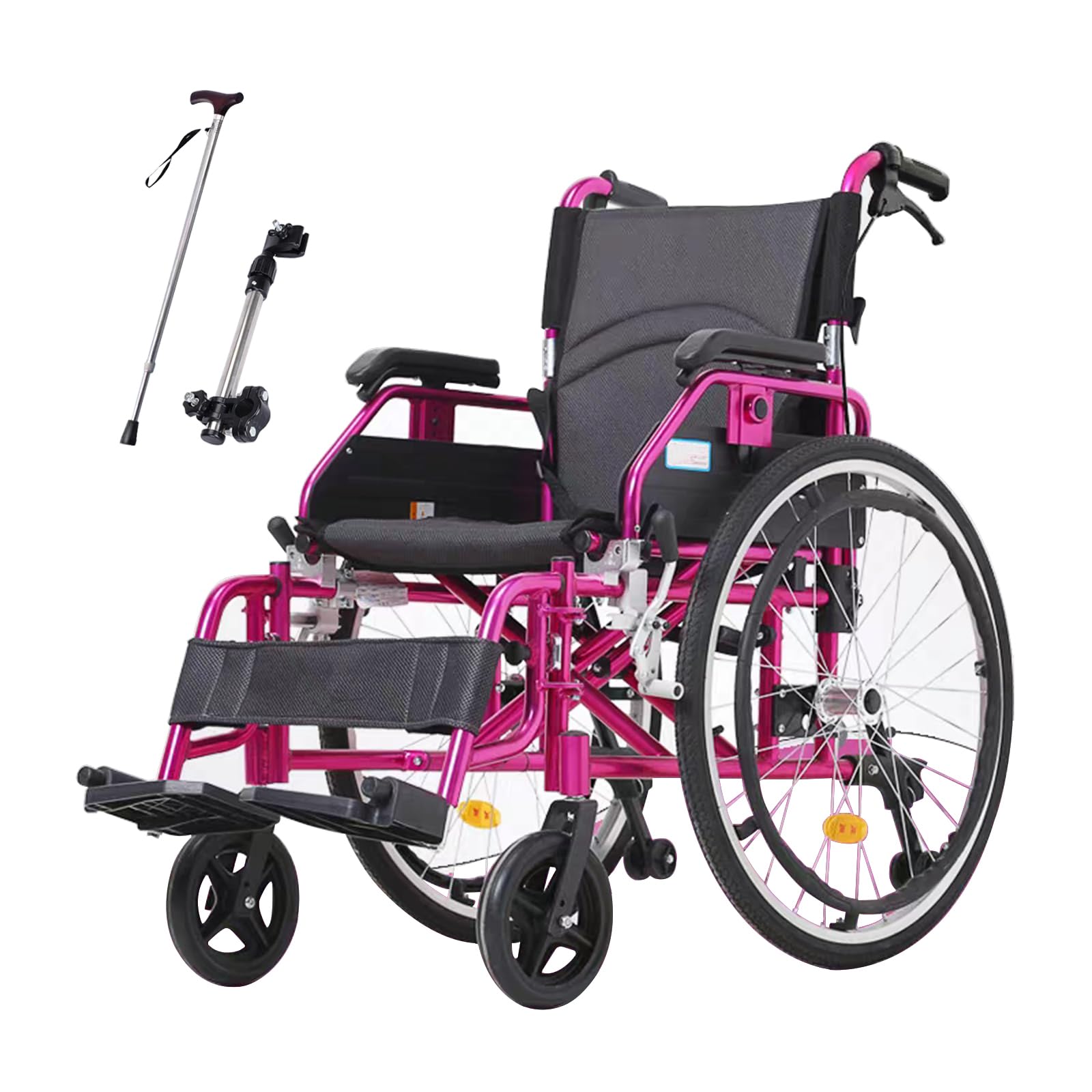 Silla de Ruedas Ligera para Adultos, Silla de Ruedas Plegable Ultra-Ligera de Aluminio, sillas de Ruedas manuales autopropulsadas,Reposapiés abatibles, Reposabrazos Acolchados