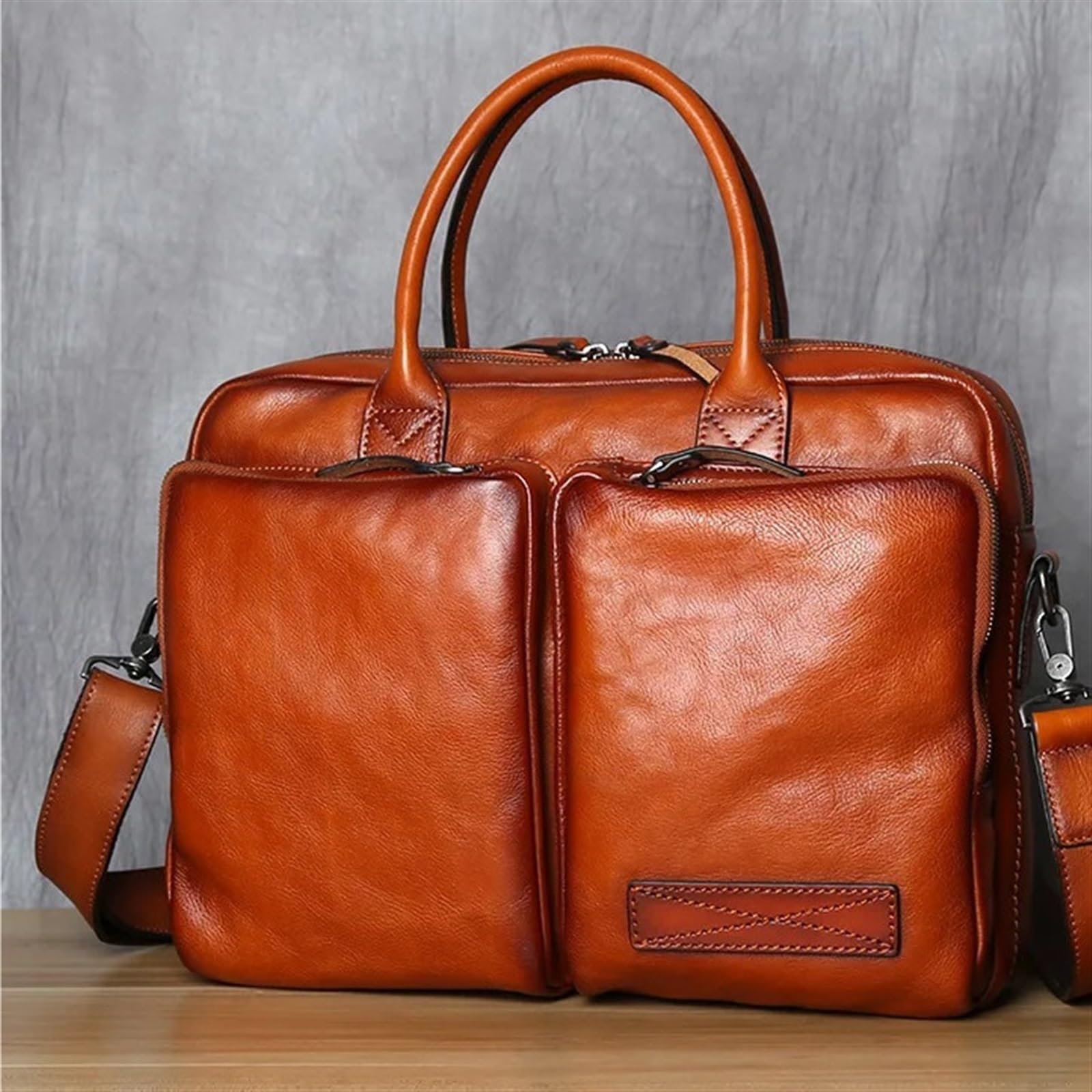 Maletín para Hombre Maletín de Cuero for Hombre, Bolso de Cuero, Bandolera de Hombro Informal, Bolso for portátil de Negocios, Bolso de Moda for Hombre(Black)