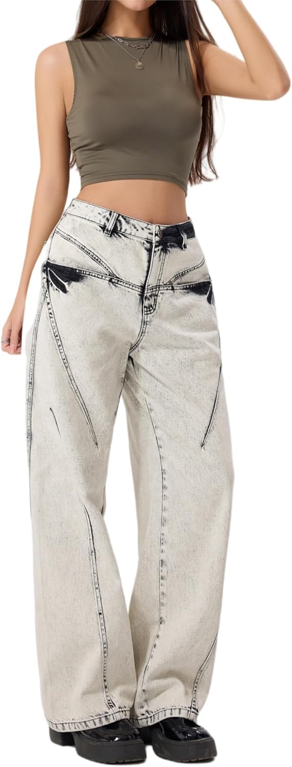 LERK Women High Rise Wide Leg Baggy Jeans with Pockets - Image 4
