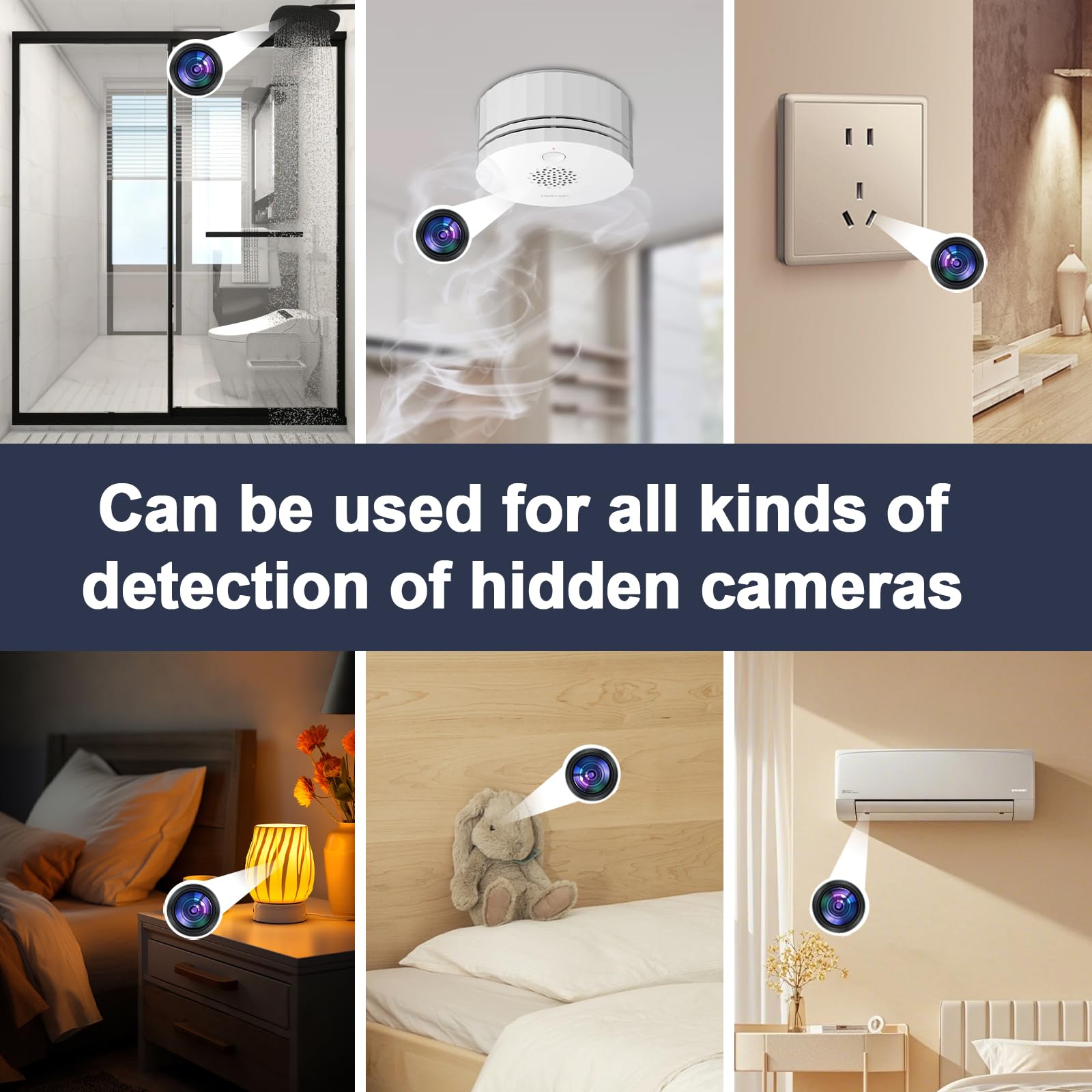 Wanzen Detektor 5-in-1 mit 6 Empfindlichkeitsstufen, Versteckte Kamera Detektor, Mit Display,RF- und GPS-Tracker Finder, Tragbarer Abhörgerät Detektor für Hotel, Büro, Reise
