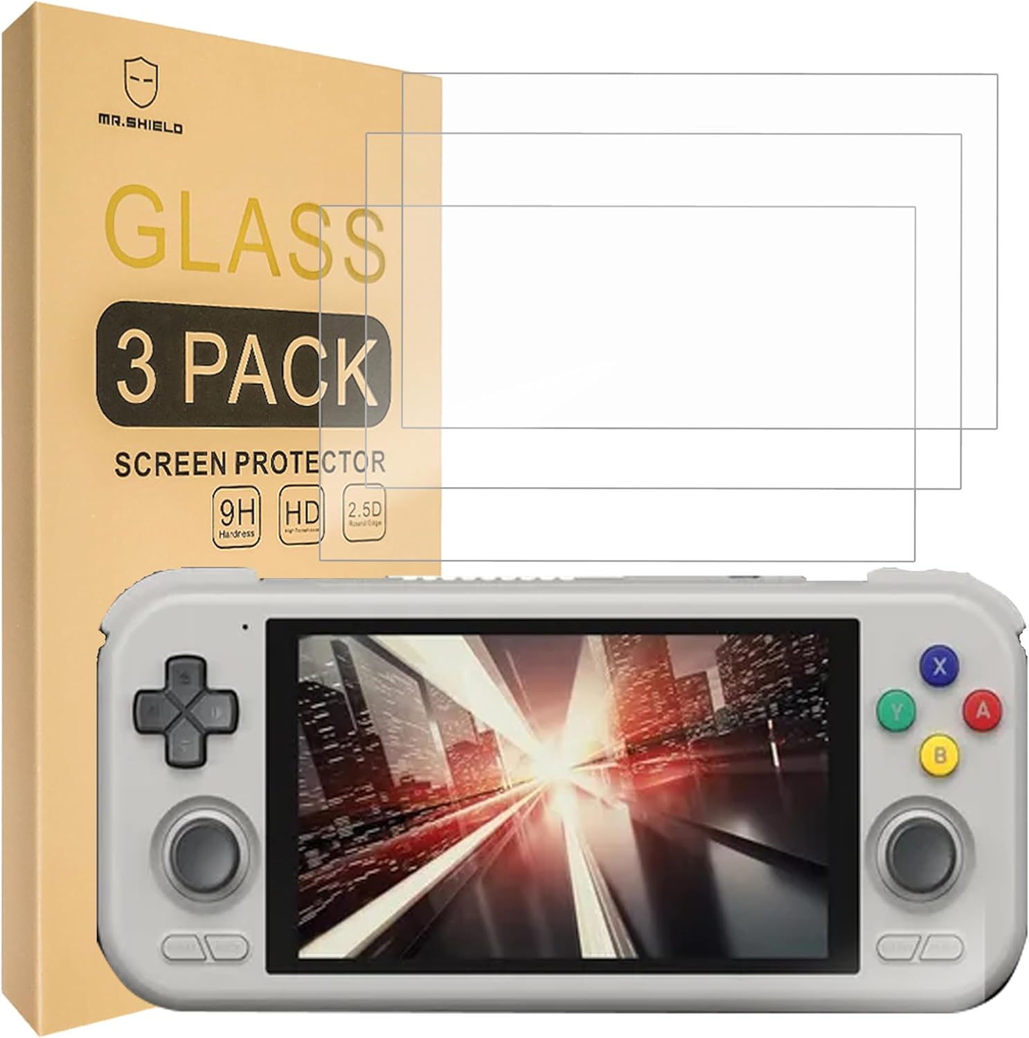 Mr.Shield Screen Protector compatible with Retroid Pocket 4 / Retroid Pocket 4 Pro [Tempered Glass] [3-PACK] [Japan Glass with 9H Hardness]