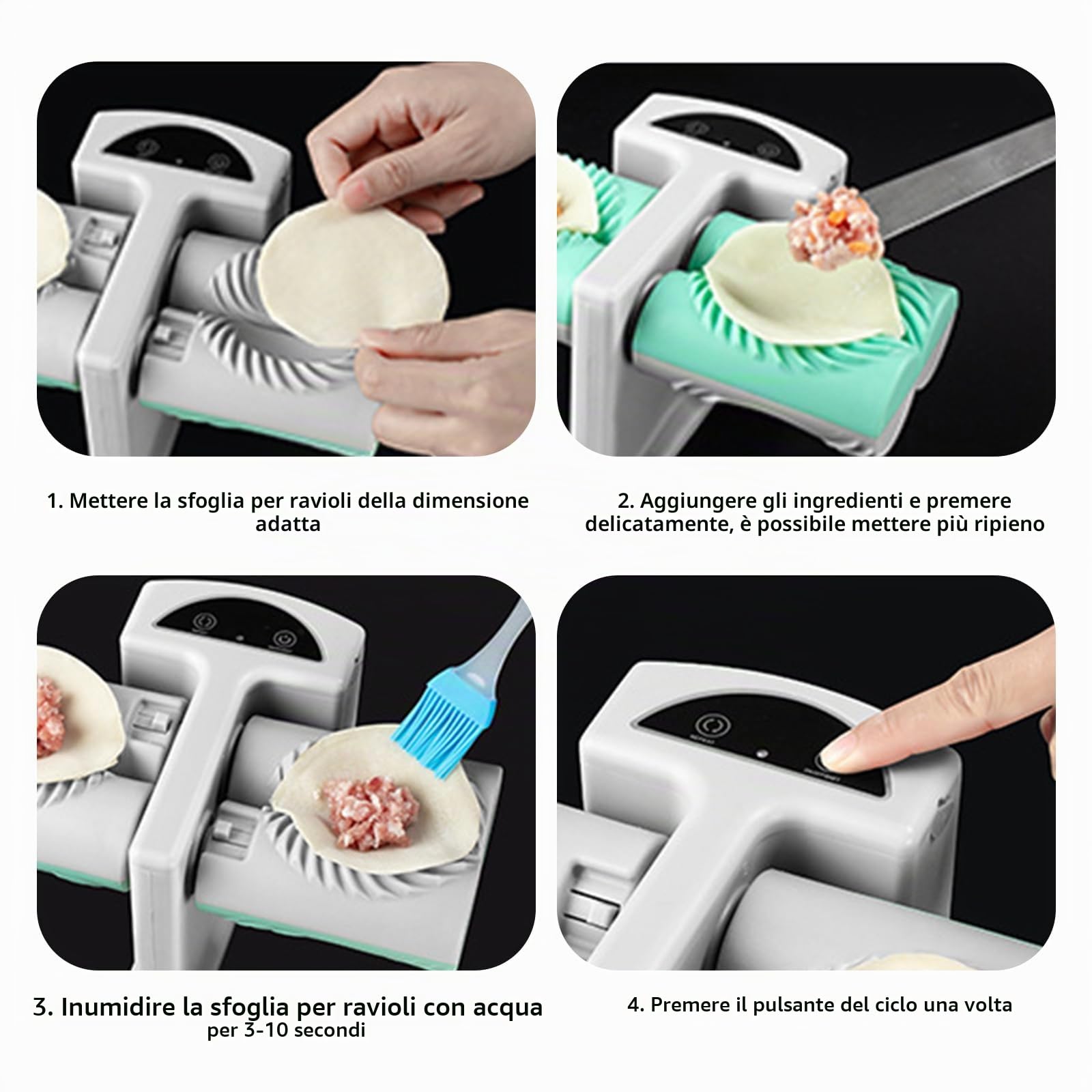 Macchina Automatica per Gnocchi e Ravioli - Formatore Elettrico per Impasto Con Doppia Testa e Spazzola - Stampo per Utensili da Cucina