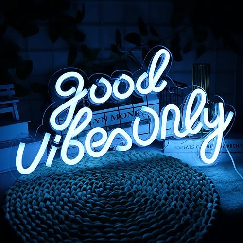 Miniatura 7 de JFLLamp Good Vibes Only - Letreros de neón para decoración de pared, luces de neón, adecuados para sala de estar, cerveza, bar, sala de juegos,