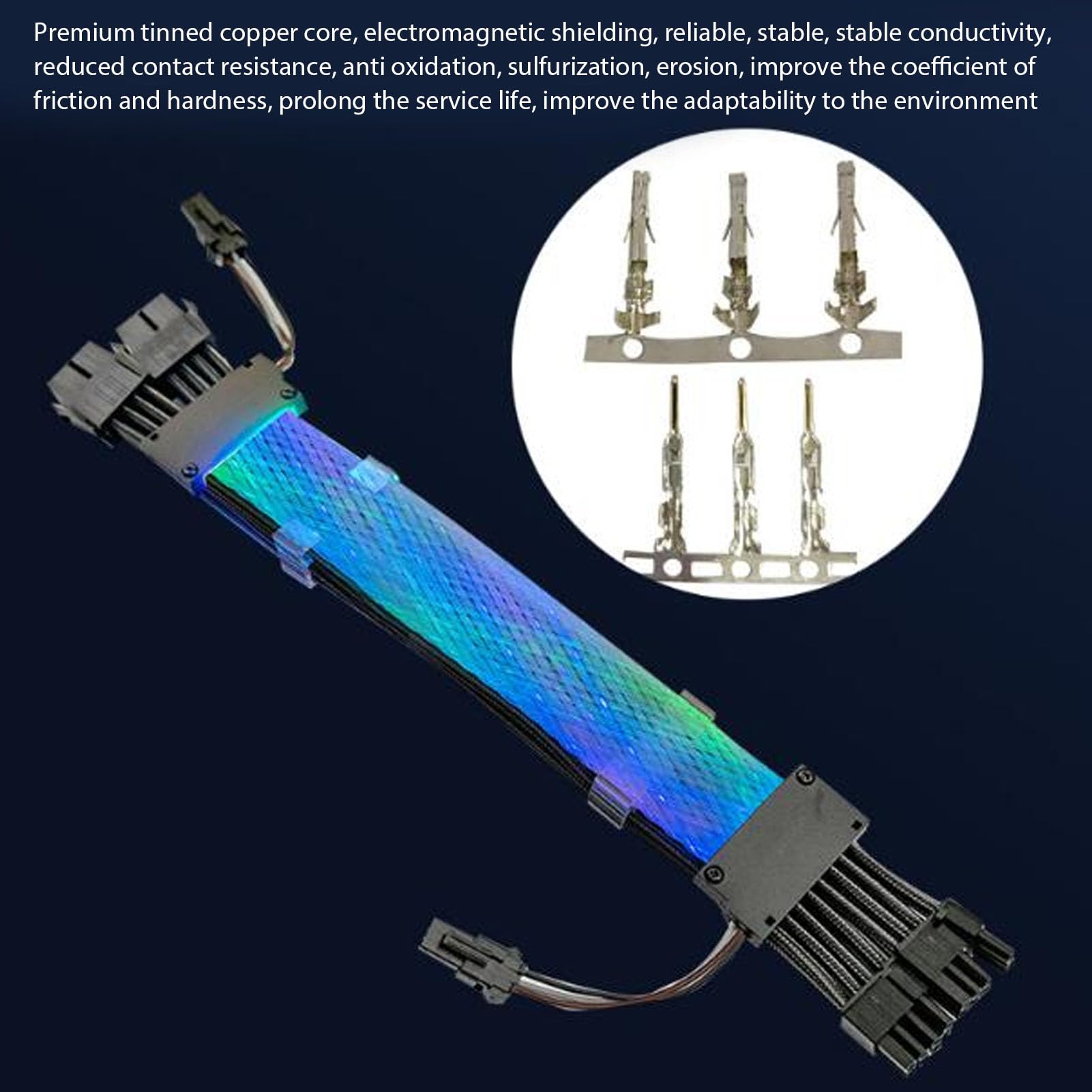 Cavo di Prolunga ARGB con Guaina, Trasmissione del Segnale Senza Perdita di Doppia Sorgente Luminosa 18AWG 2x8P 300 Mm, Cavo di Prolunga Dai Colori Abbaglianti Supporta la