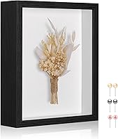 MUXIUNT 8x10 Black Shadow Box Frame - 2" Deep Memory Display Case with Linen Backing for Flowers, Photos, Crafts & Memorials