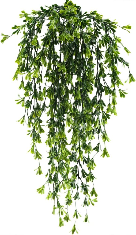 MIHOUNION Fake Trailing Climbing Plants Artificial Vines Hanging Plants Plastic Greenery for Indoor Wall Garden Bathroom Fence Indoors Outside Decor Green 2pcs