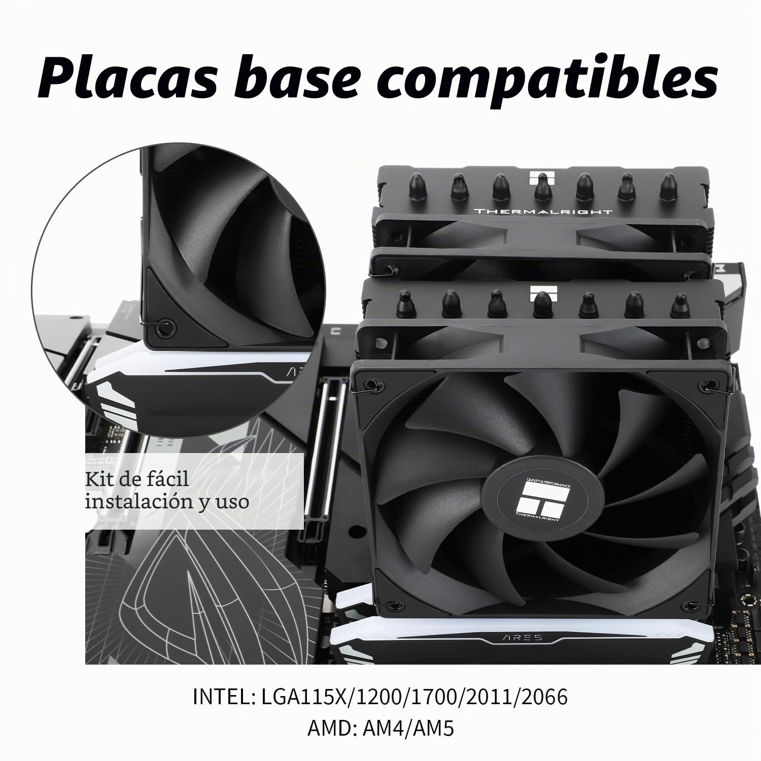 TR Phantom Spirit 120 SE Black CPU, ventilador para procesador con 7 tubos de calor, dos ventiladores PWM de 120 mm, AGHP 4.0, para AM4/AM5