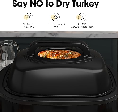 Miniatura 8 de Horno asador eléctrico de 22 cuartos de galón con tapa autohilvanante, bandeja y rejilla para pavo extraíbles, control de temperatura ajustable,