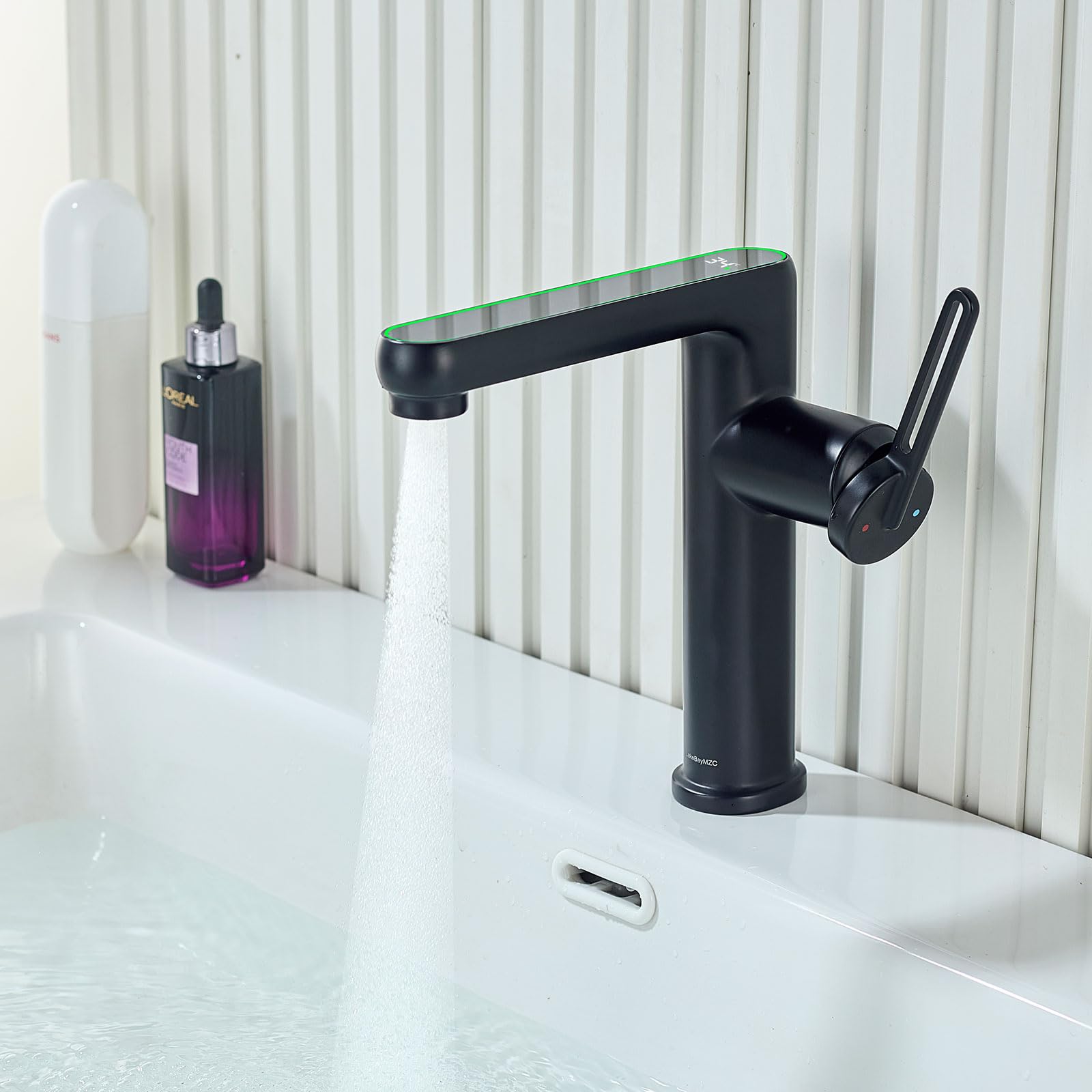 Rubinetto Bagno Nero LED Con Display Digitale - Miscelatore A Cascata Per Lavabo Cucina/Bagno - 8818