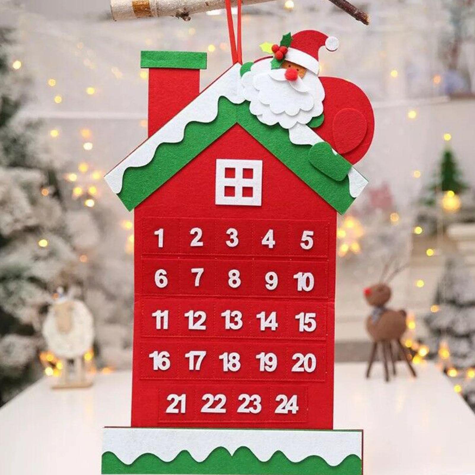 Abonda Filz Weihnachtsbaum, pädagogisch handgefertigt DIY Vlies Cartoon Weihnachtsbaum Anhänger für Kinder, Countdown Kalender Anhänger | Weihnachtsbaum Anhänger für Kinder, Countdown Kalender Anhänger
