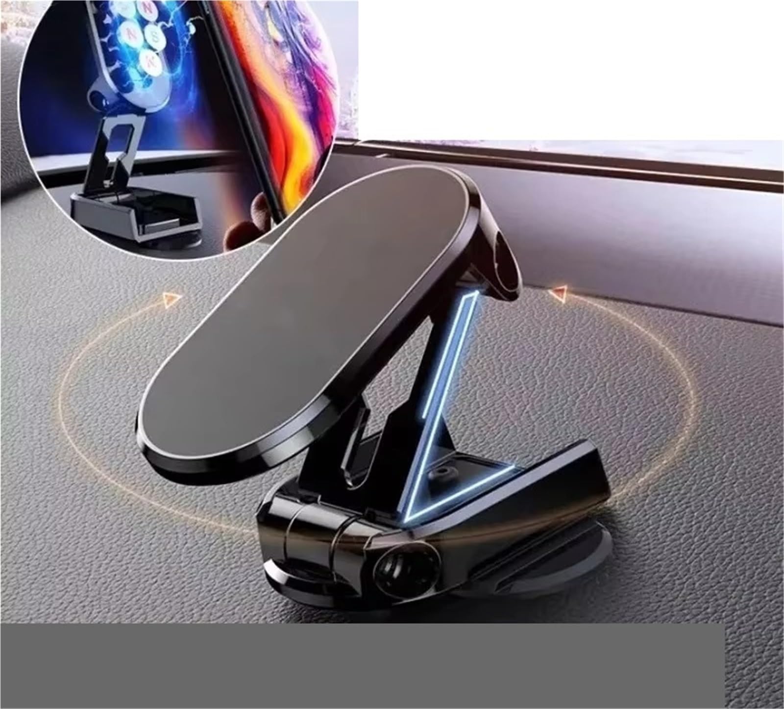 Per Huawei Universale 360 Rotazione Metallo Magnetico Auto Telefono Supporto Magnetico Pieghevole Cellulare GPS Porta Cellulare Auto(Silvery)