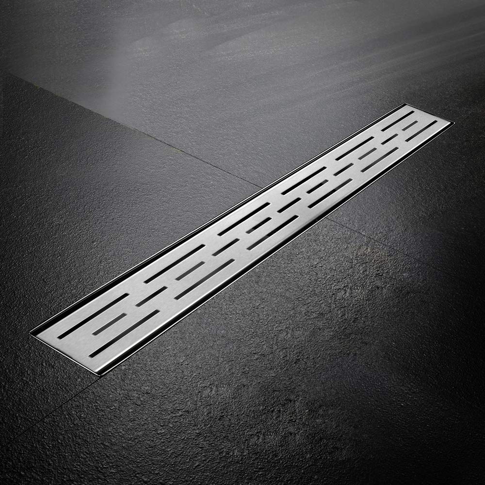 SIENOC Caniveau pour Douche,80cm,Caniveau de Douche en Acier Inox Siphon Sol d'évacuation à Carreler pour Salle de Bain,avec appareil désodorisant et filtre à cheveux | Bonde de vidange en acier inoxydable carrelée, bonde de douche, très plat, kit complet