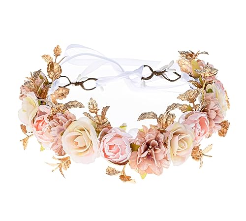 DDazzling Tocado de princesa hecho a mano para mujeres y niñas, diseño de bosque, corona de flores, accesorios para el cabello, accesorios para