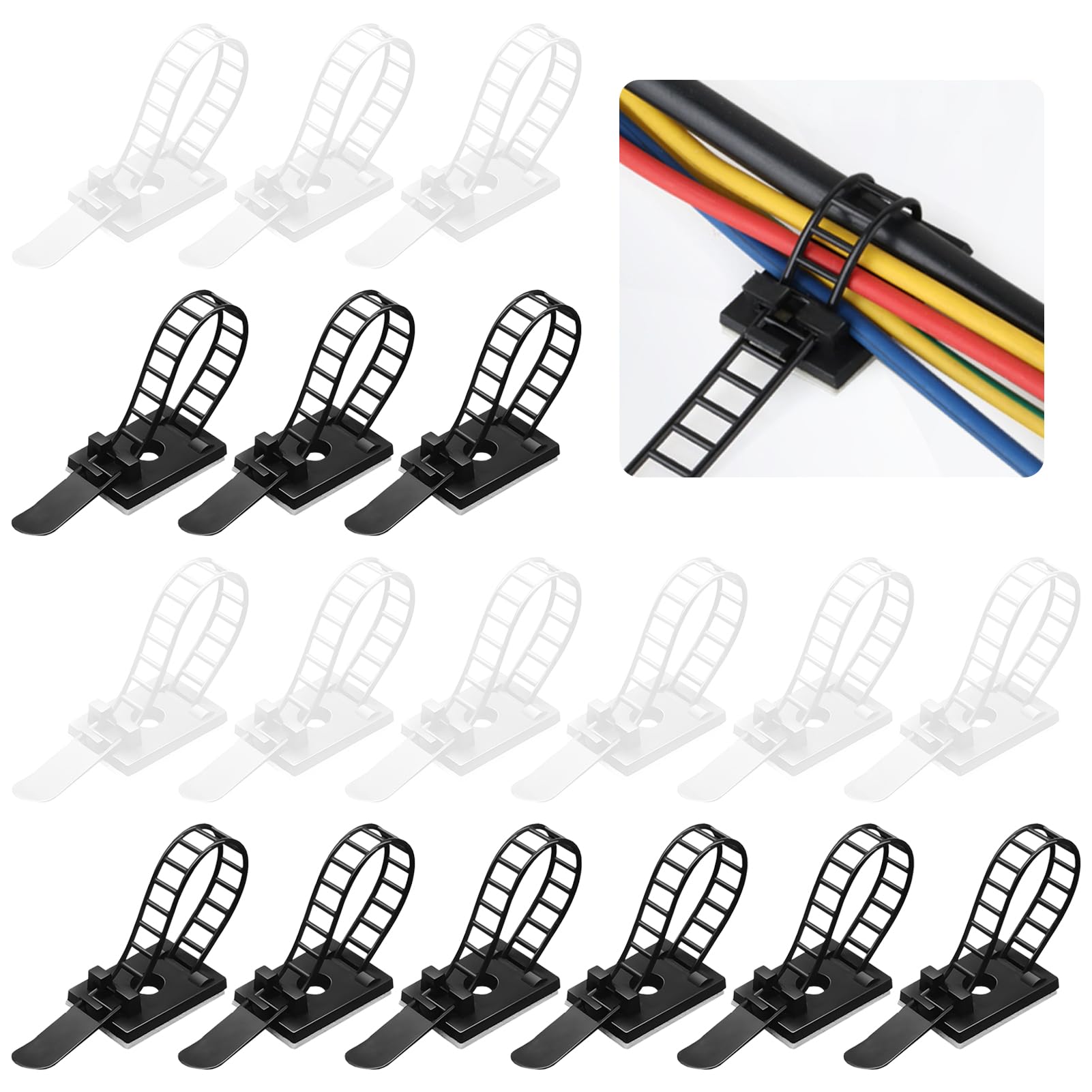 60 Stück Selbstklebende Kabelbinder Set - Kabelmanagement Unter Dem Schreibtisch