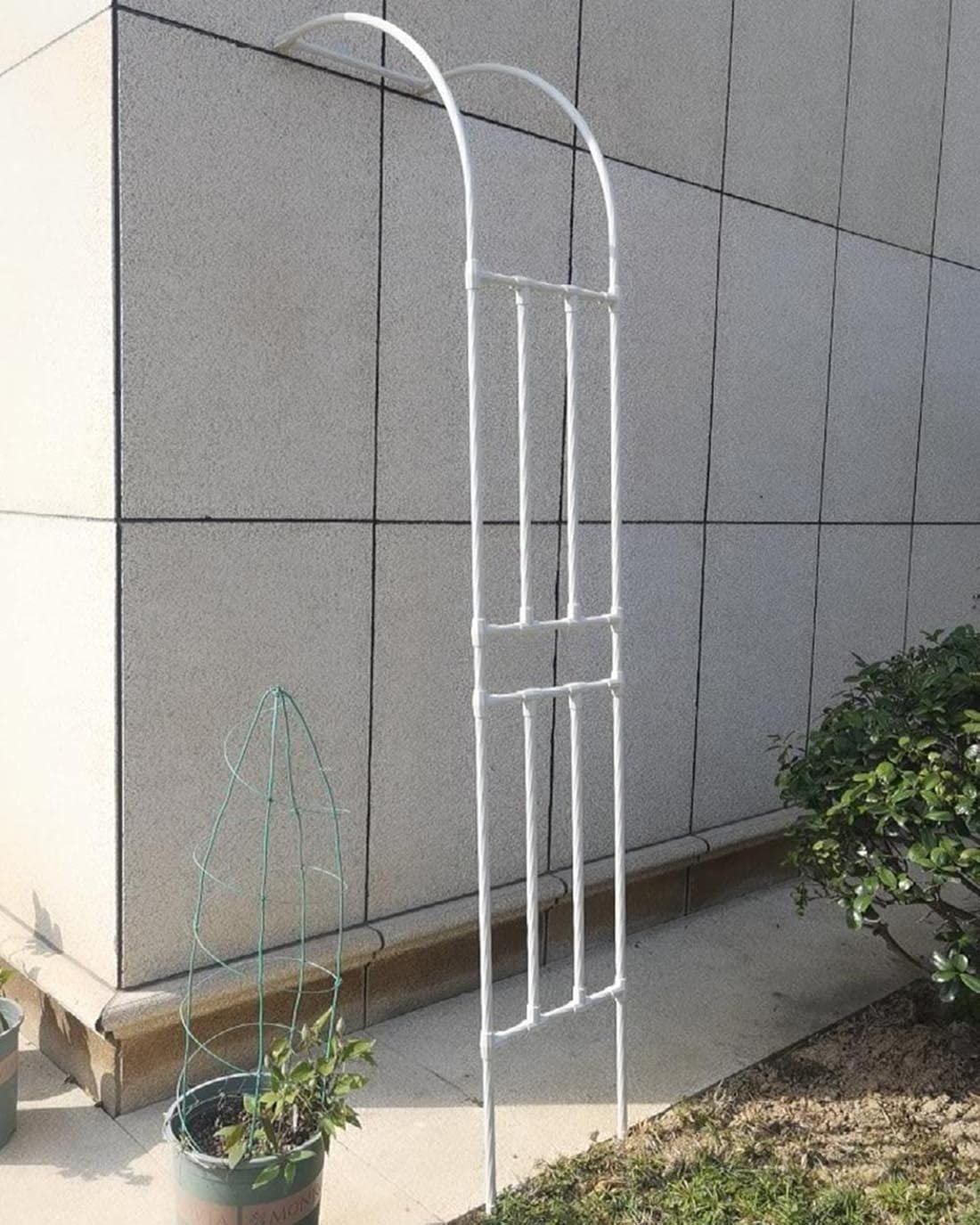 Demi-latérale Arche À Rosiers Arceau De Jardin en Métal Tonnelle De Jardin Résistant Aux Intempéries Haut 240cm Tuteur Treillis Jardin(Blanc,150x240cm/4.9x7.9ft)