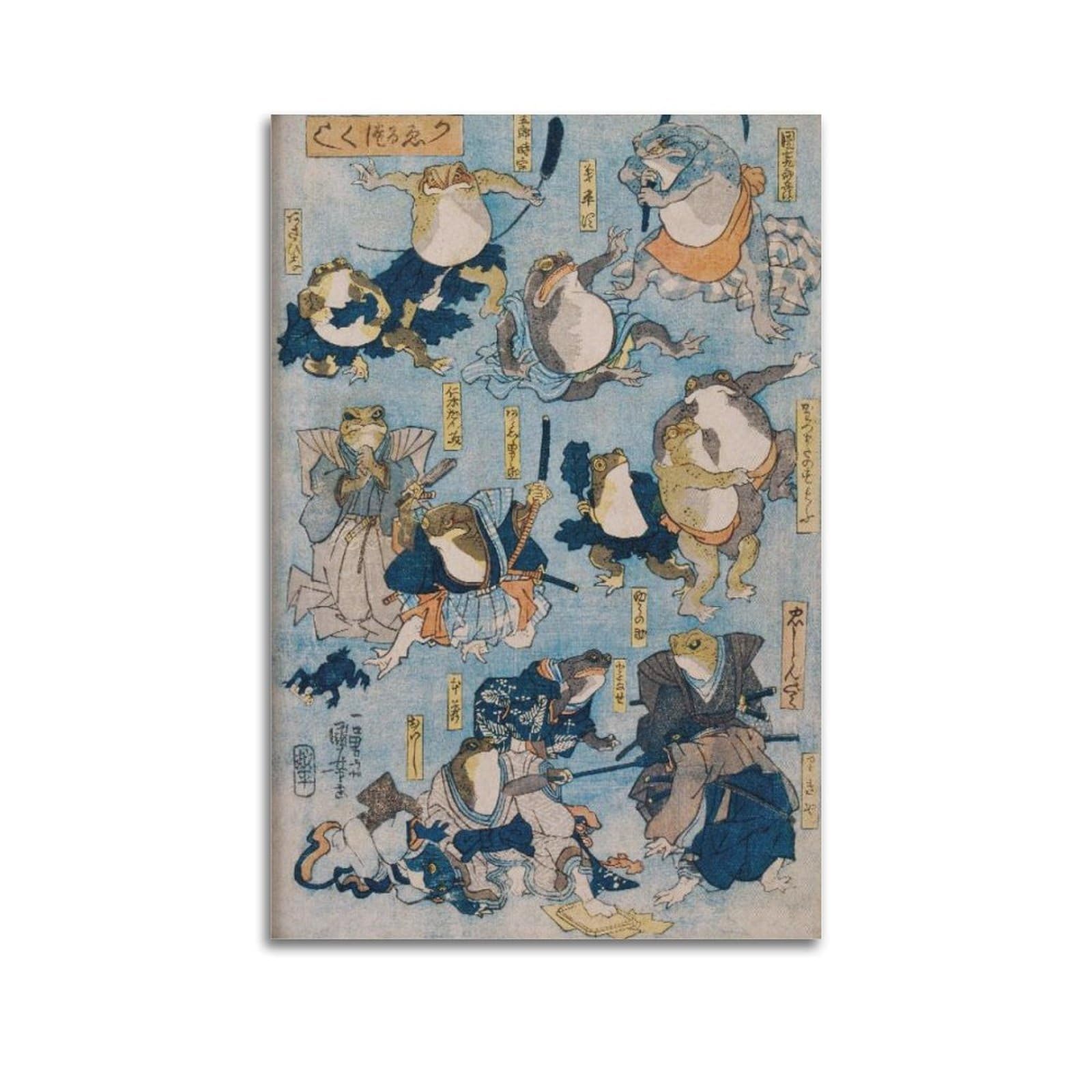 xiaoxiaoshen Utagawa Kuniyoshi Frogs Kabuki Heroes Japanese Canvas Poster Wall Art Prints Room Aesthetic Murals Bedroom And Living Decorations 20x30inch(50x75cm)