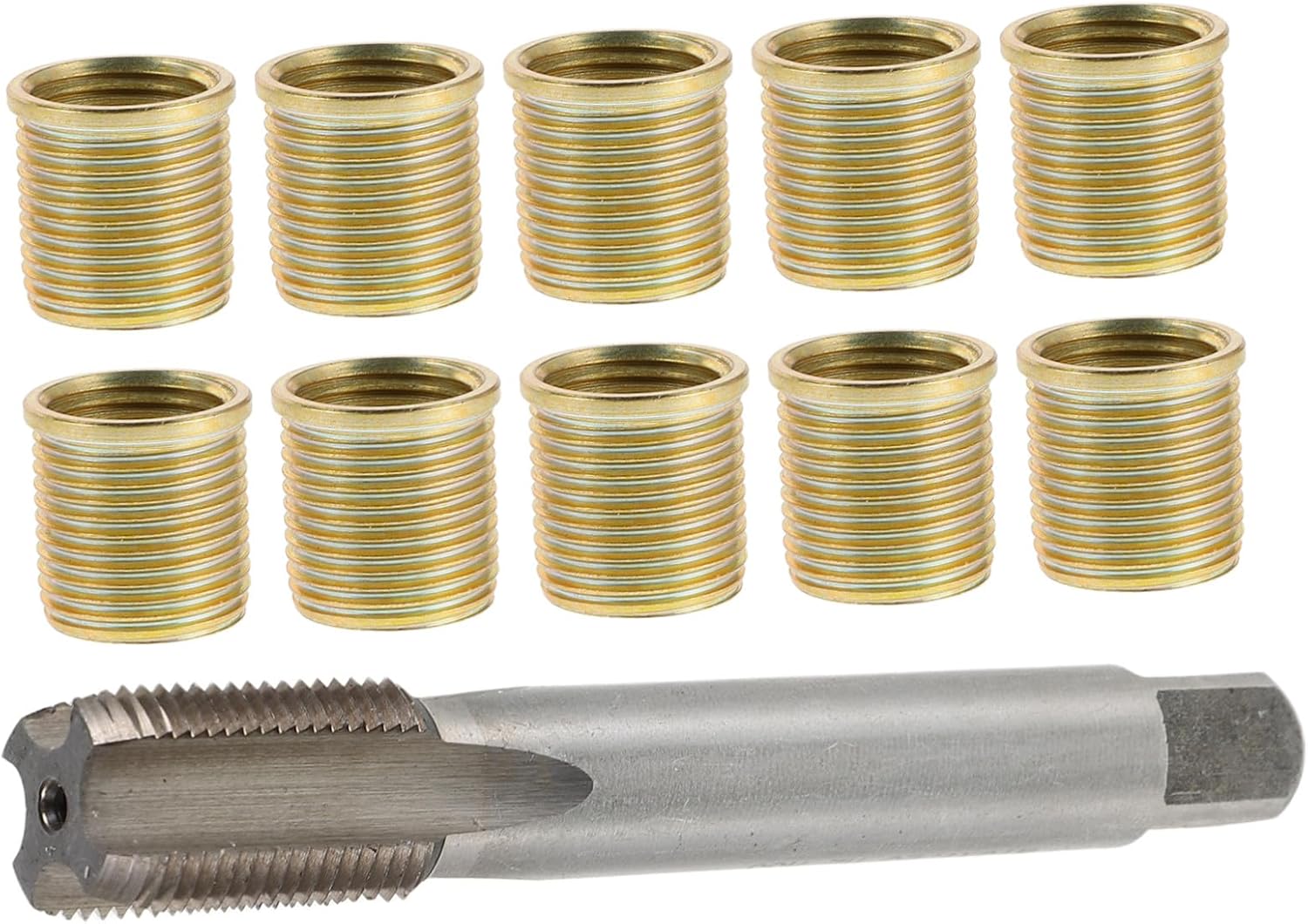 ULTECHNOVO 11pcs Spark Plug Thread Repair Kit with M14x1.25 and M16x1.25 Galvanized Carbon Steel Taps and Inserts for Cylinder Head Thread Hole Fixing and Automotive Repair, Reduces Engine