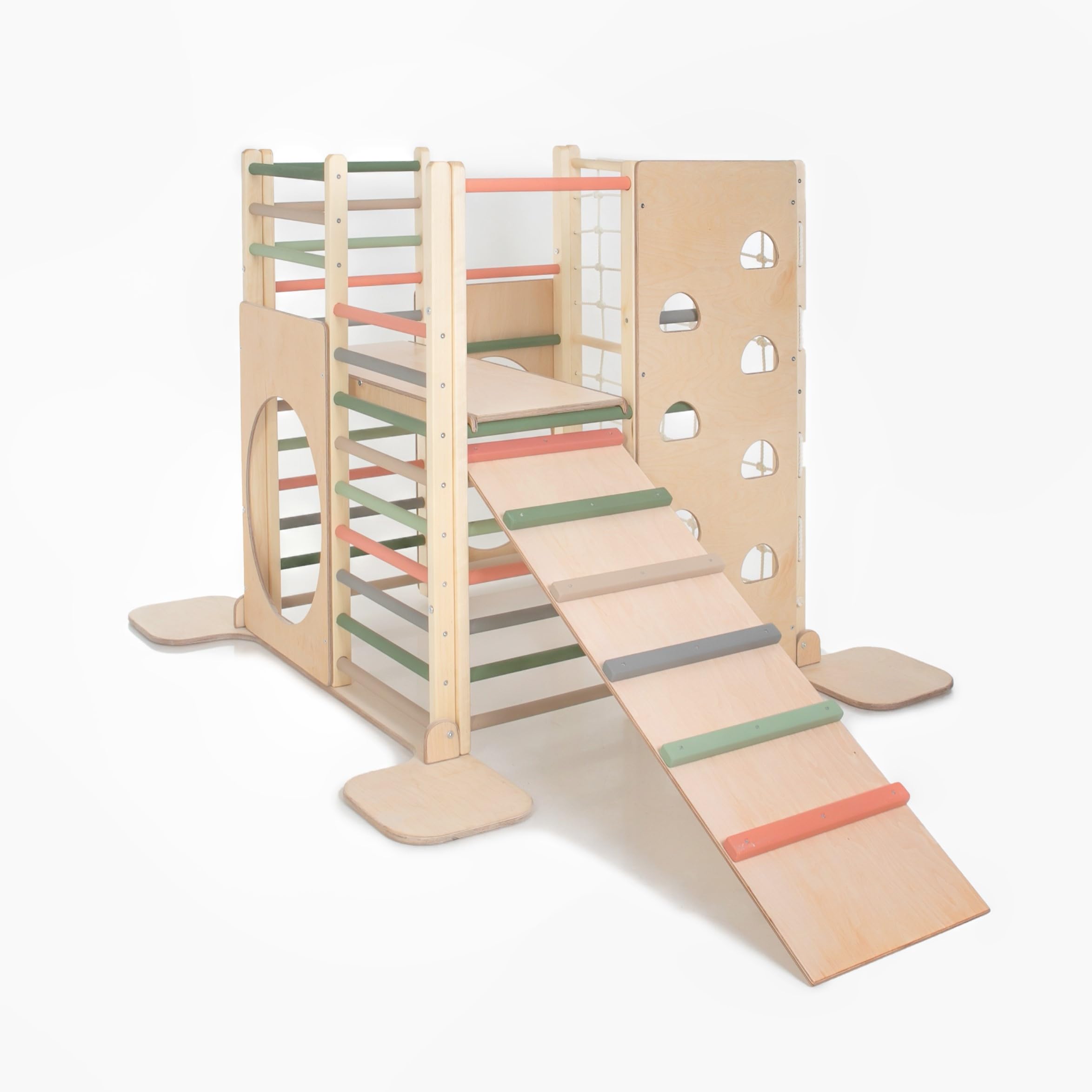 Tour D'Escalade Montessori Enfant - Aire De Jeux Intérieur Pliable En Bois - 6 Mois à 7 Ans