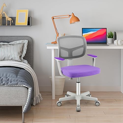 Miniatura 37 de Costzon Silla de escritorio para niños, silla ajustable para computadora de estudio para niños con brazos y ruedas, silla giratoria para