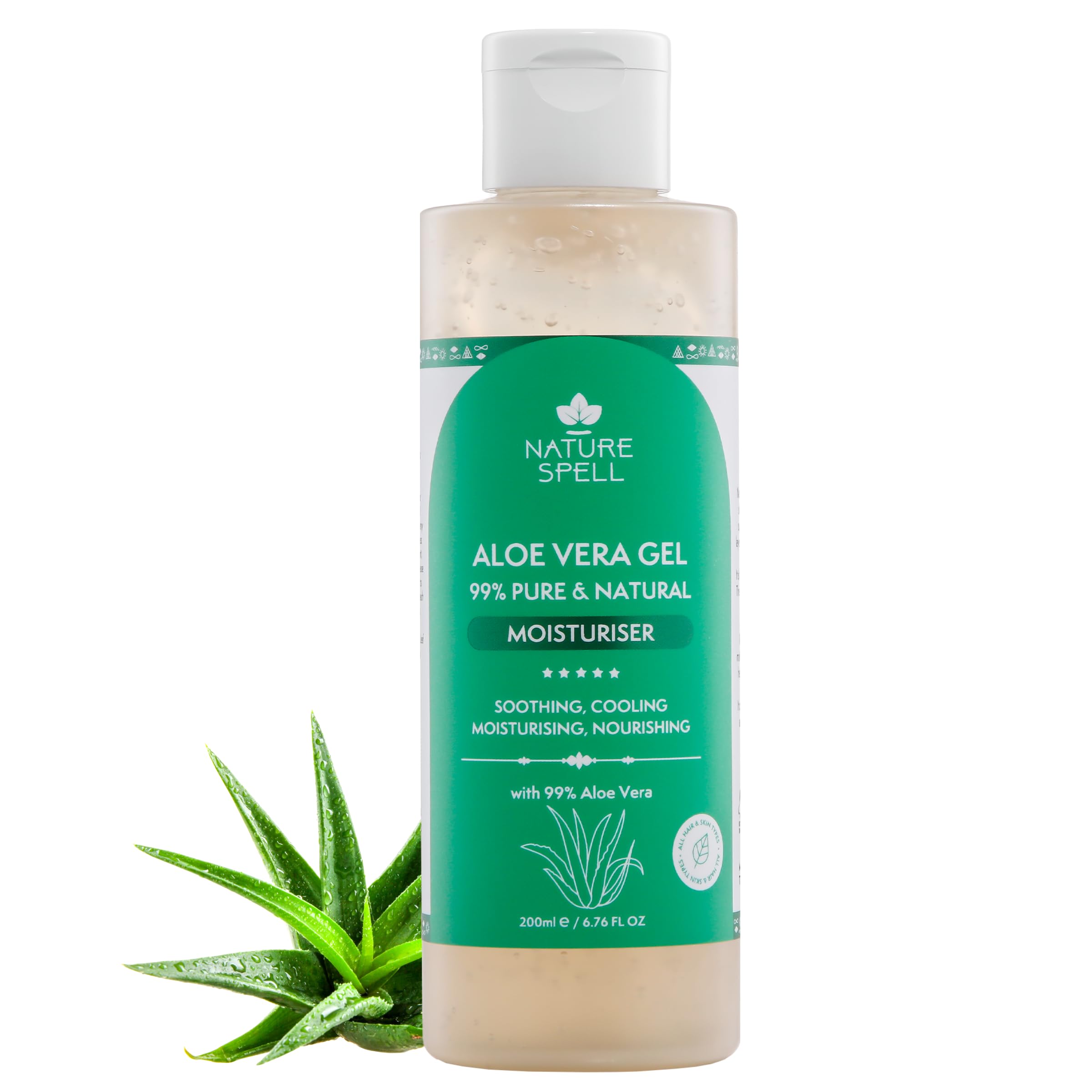 Aloe Vera Gel For Body, Soothing, Moisturising & Nourishing For All Skin Types, Fragrance-Free, Vegan, 200ml