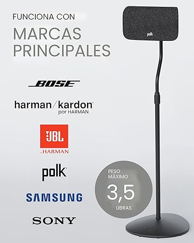 Miniatura 6 de SANUS juego de 2 soportes para parlante extensibles de 28 a 38 para parlantes satélites y pequeños estantería para bocinas para marcas Bose Harmon