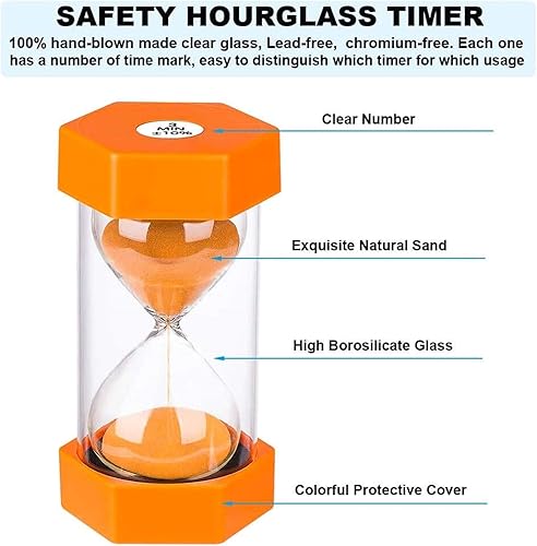 Miniatura 2 de Reloj de arena de 1 minuto, reloj de arena naranja irrompible, reloj de arena 1 minuto, temporizador de cristal de arena de plástico para niños,