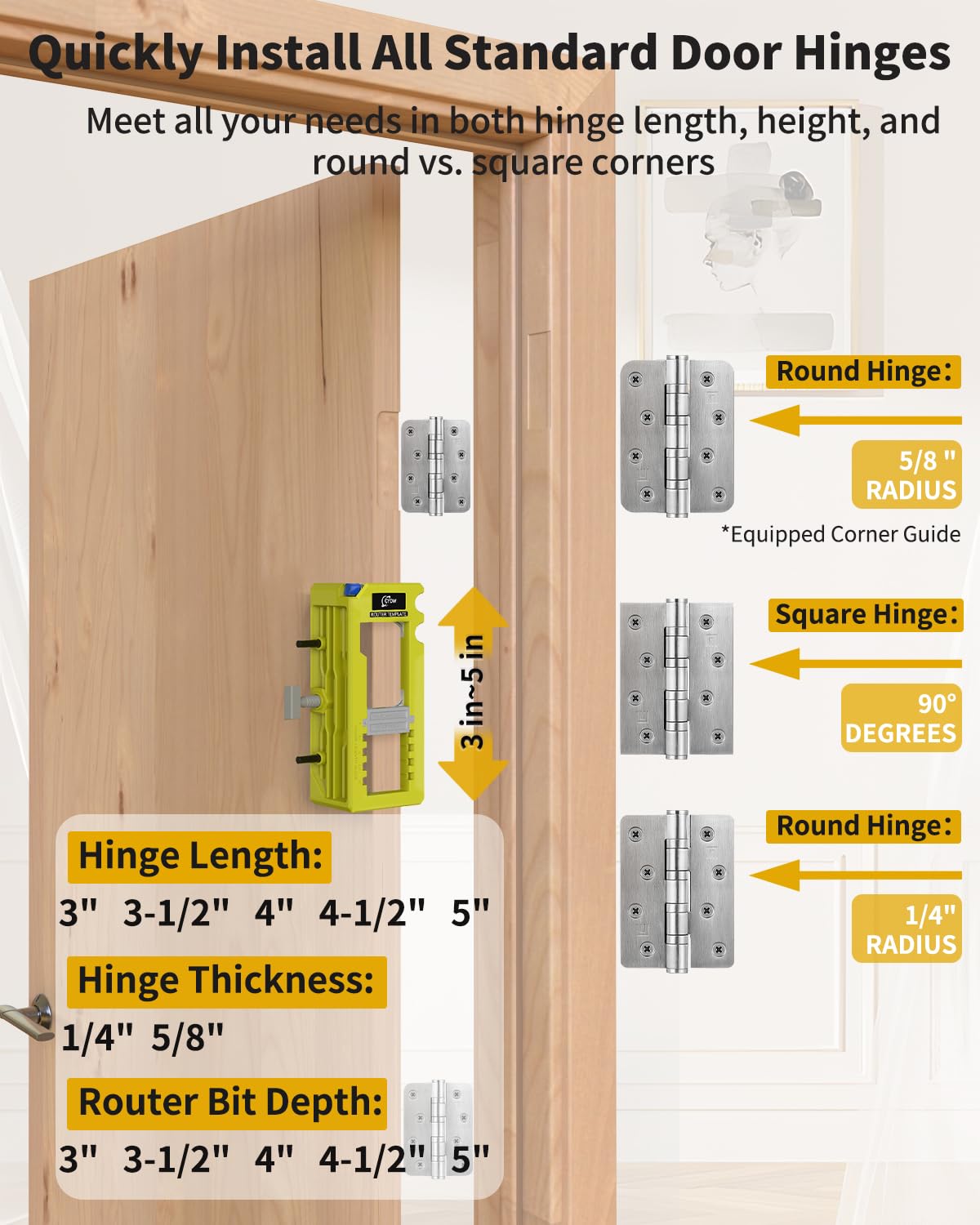 Door Hinge Mortiser Router Template Door Hinge Mortising Jig Template ...