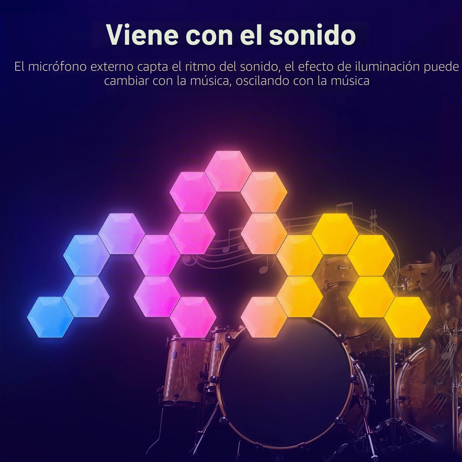 Panel LED para juegos hexagonal, 10 unidades, luz de pared inteligente LED con RGB-IC, sincronización de música, control de aplicaciones, iluminación de pared para sala y configuración de juegos