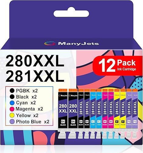 PGI-280XXL CLI-281XXL - Cartucho de tinta compatible con Canon 280 281 PGI-280 CLI-281 XXL, funciona con Canon PIXMA TS9520 TS9521C TR7520 TR8520