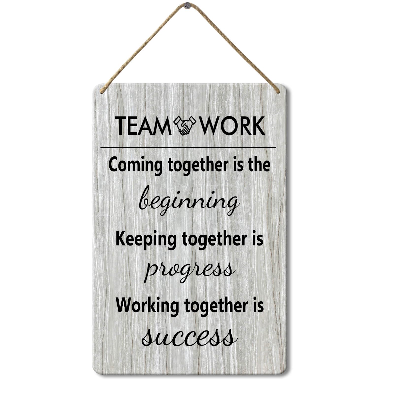 Wooden Sign, Teamwork Coming Together Is The Beginning Sign, 8x12 Inch, Rustic Motivational Office Wall Decor
