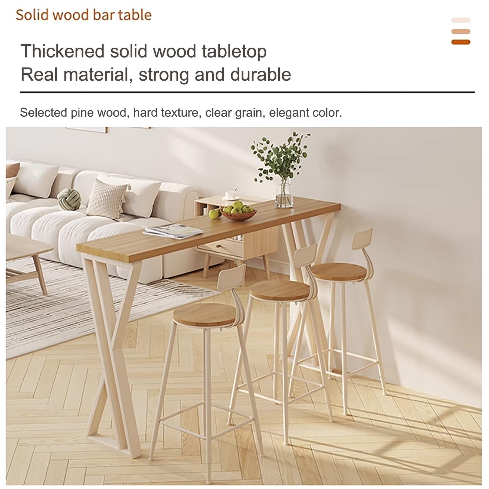 JHDXL Bancone Bar Stile Moderno Industriale, Cucina Alto Con Struttura in Metallo, Tavolo Cucina con 3 Sgabelli, per Cucina, Sala da Pranzo, Soggiorno